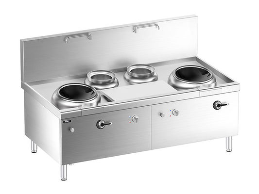 Kalite  Floor Chinese Induction  Double-wok  and Double Bain Marie  Stove with Cabinet Fabrika